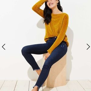 Loft curvy skinny jeans with frayed bottom